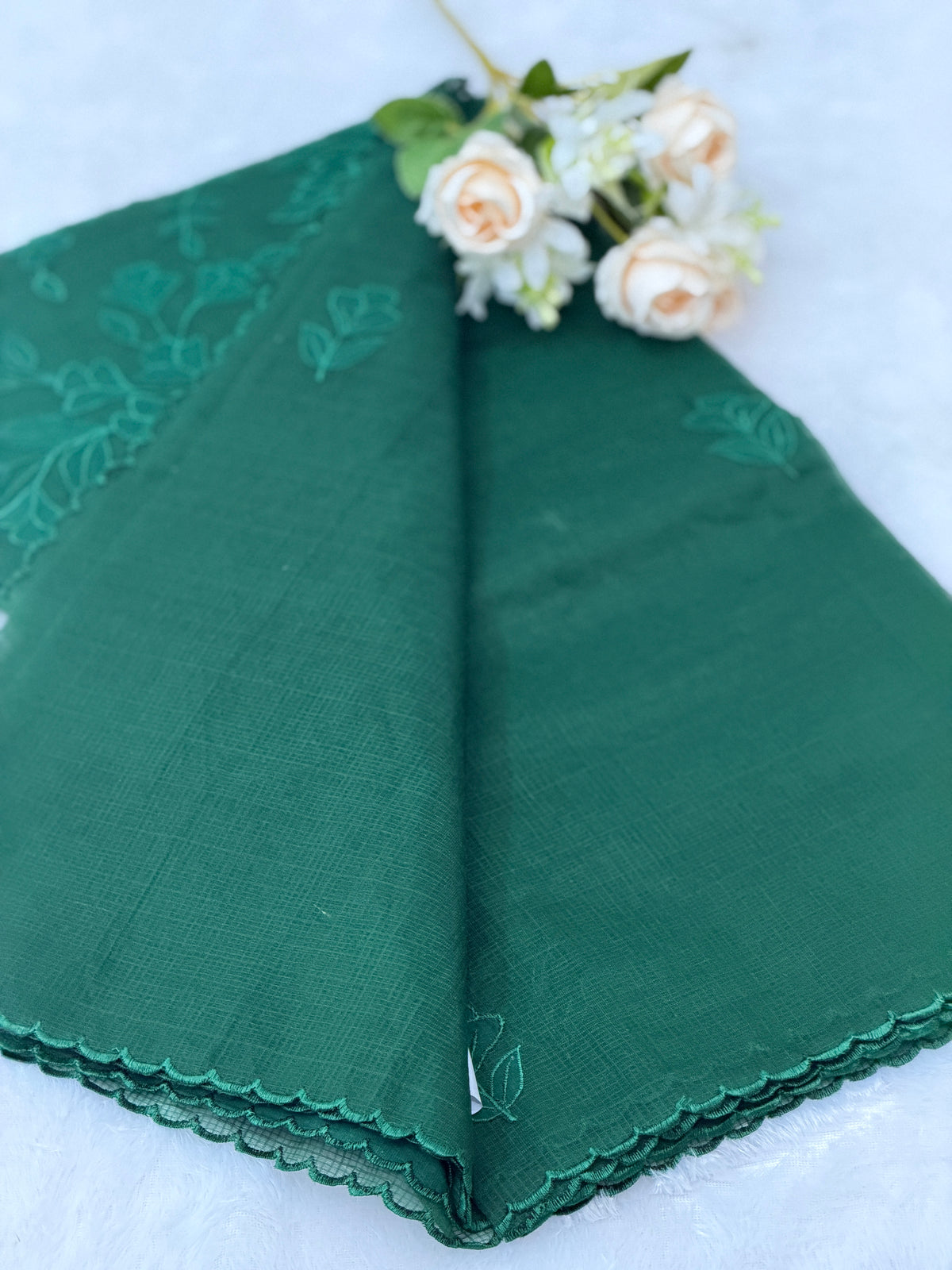 Net cotta Floral Applique saree