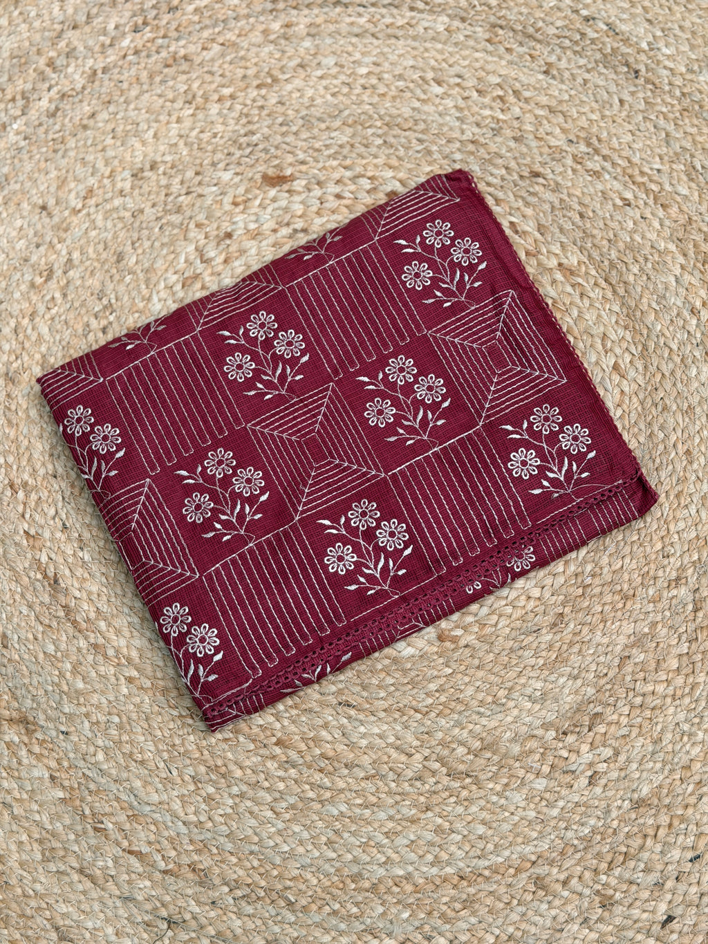 Net Cota Saree with full Embroidery