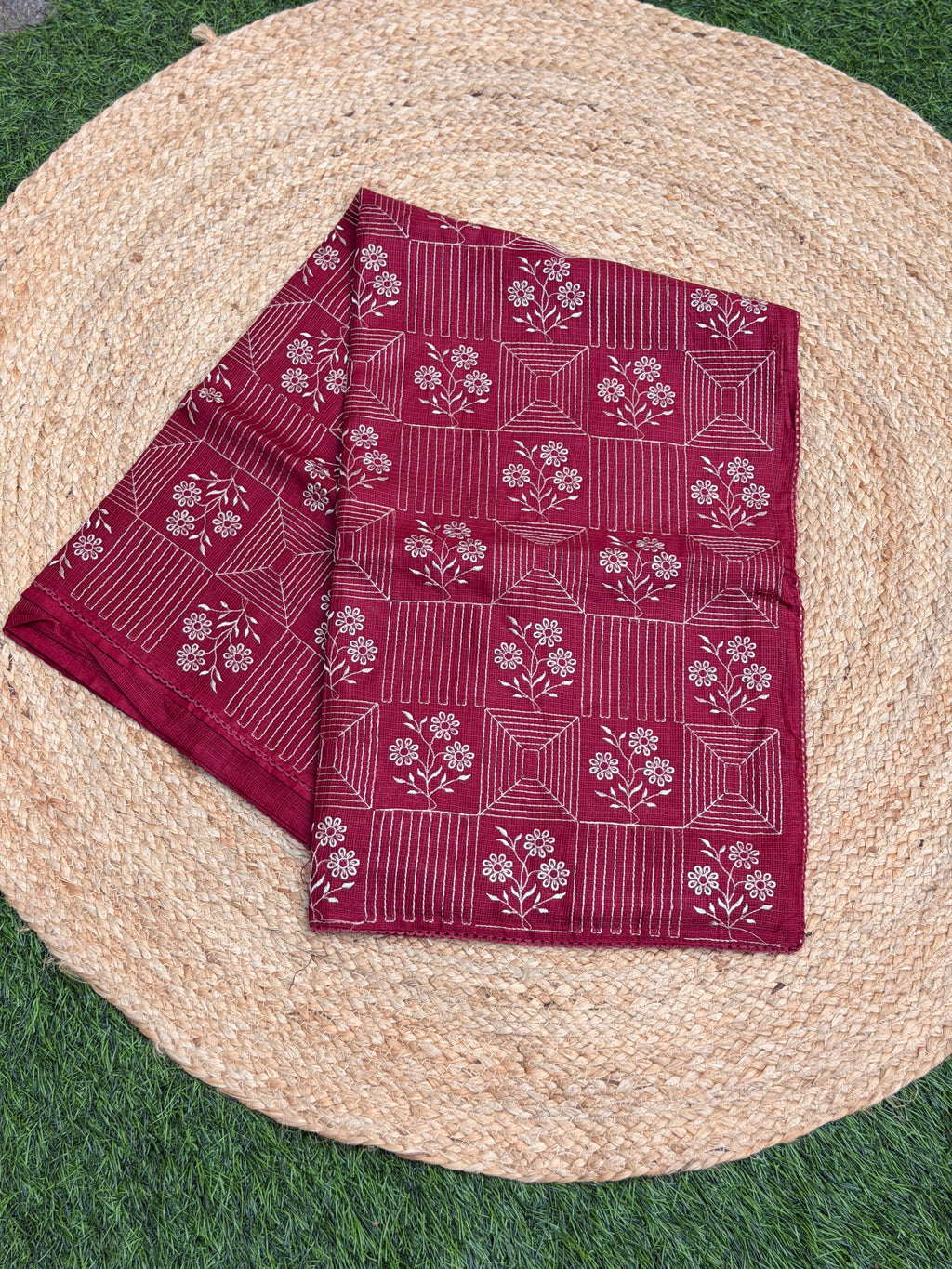 Net Cota Saree with full Embroidery