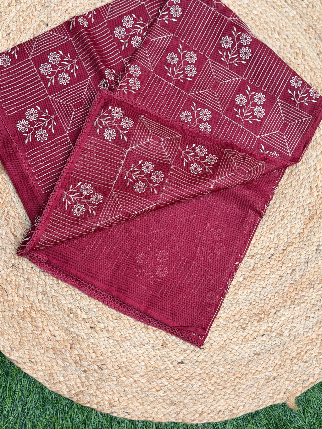 Net Cota Saree with full Embroidery
