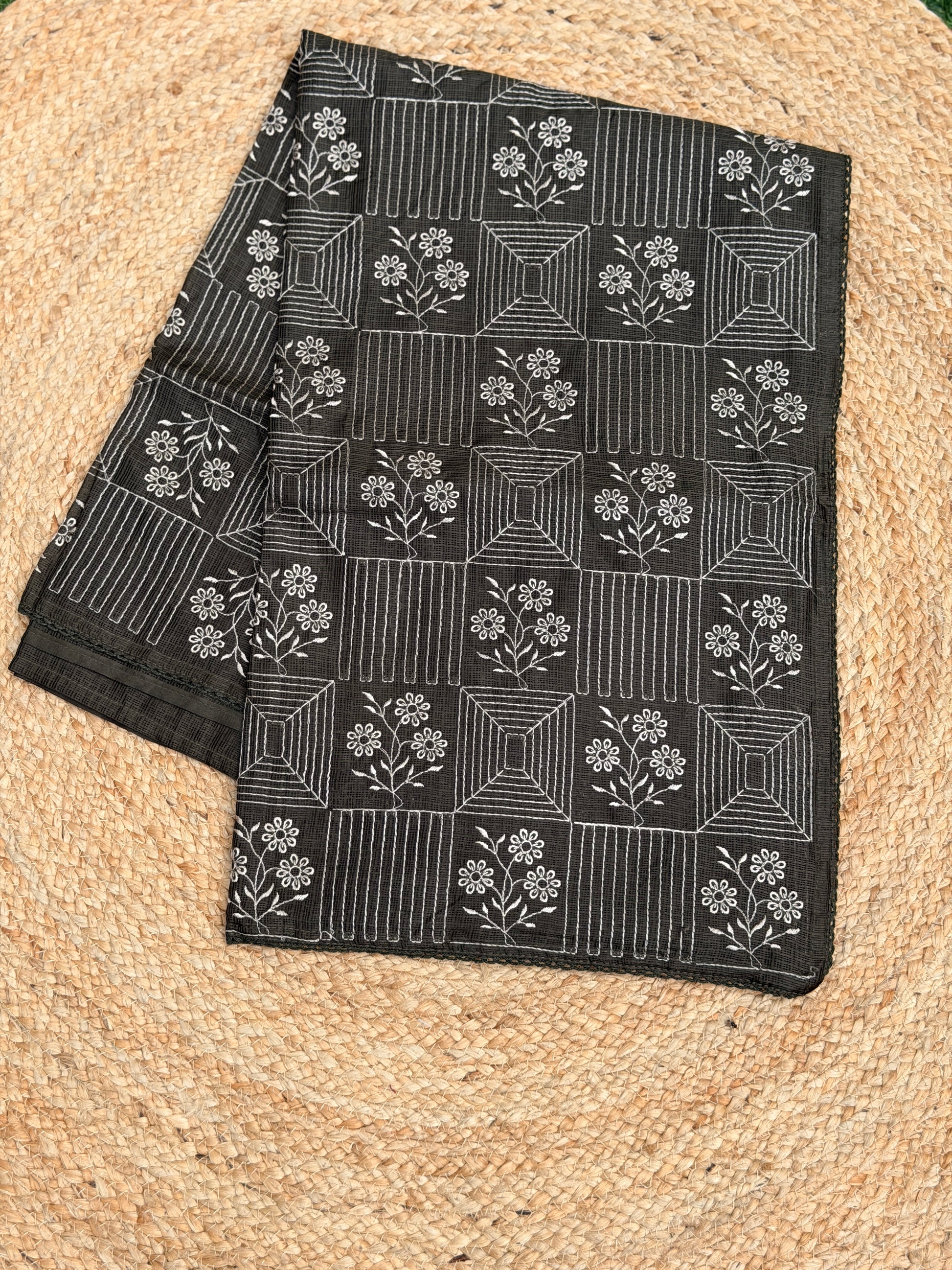Net Cota Saree with full Embroidery