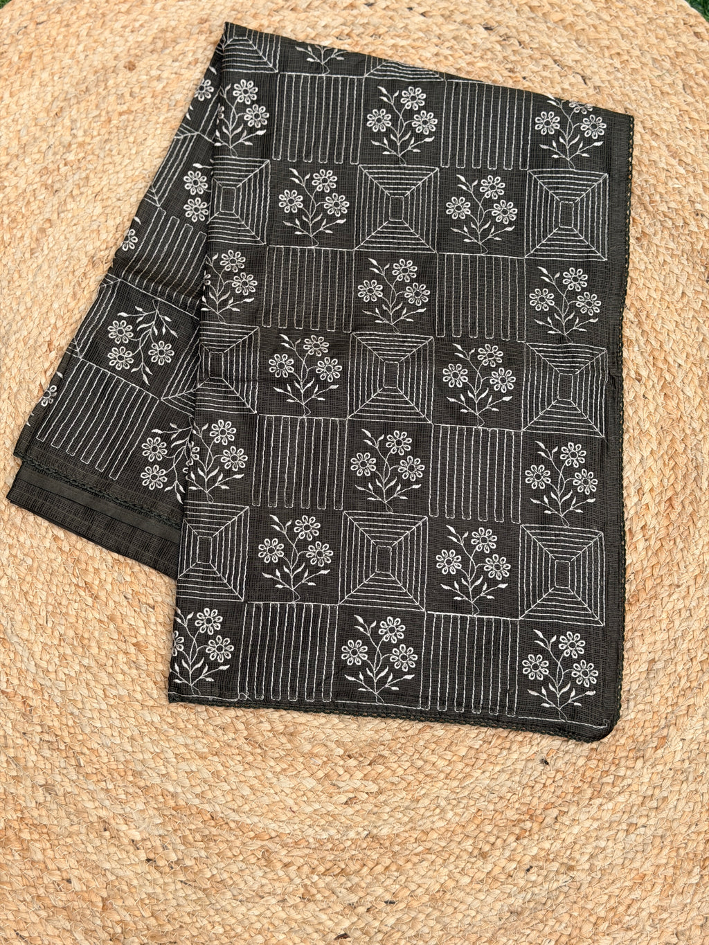 Net Cota Saree with full Embroidery