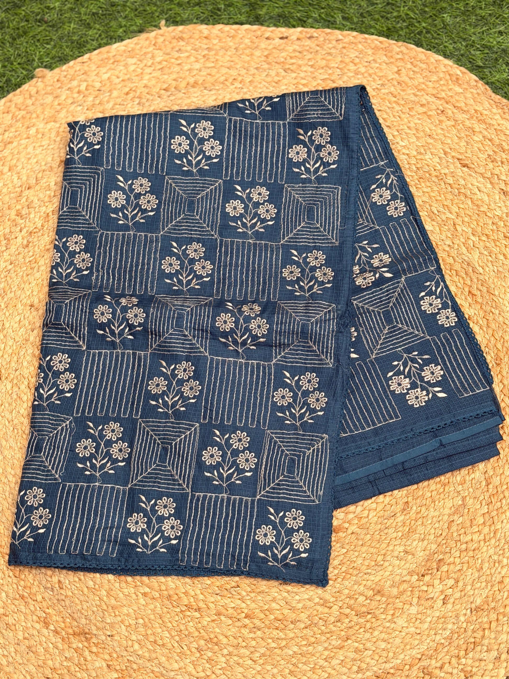 Net Cota Saree with full Embroidery
