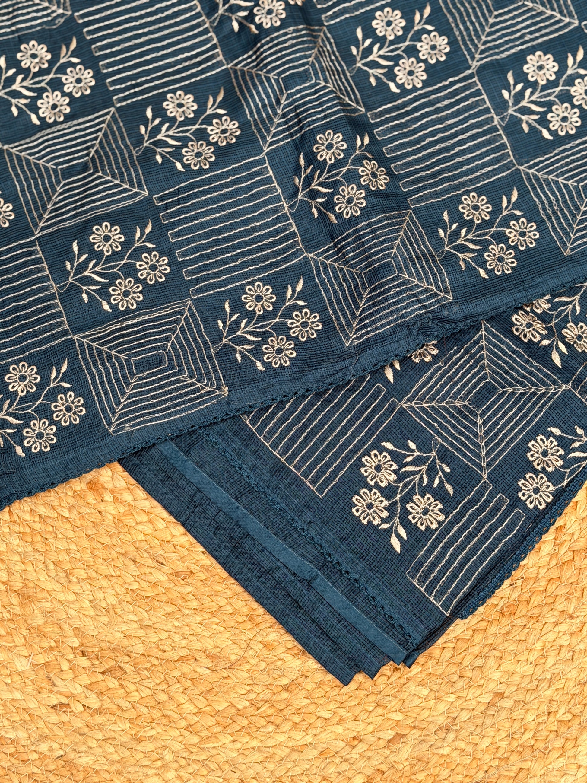 Net Cota Saree with full Embroidery