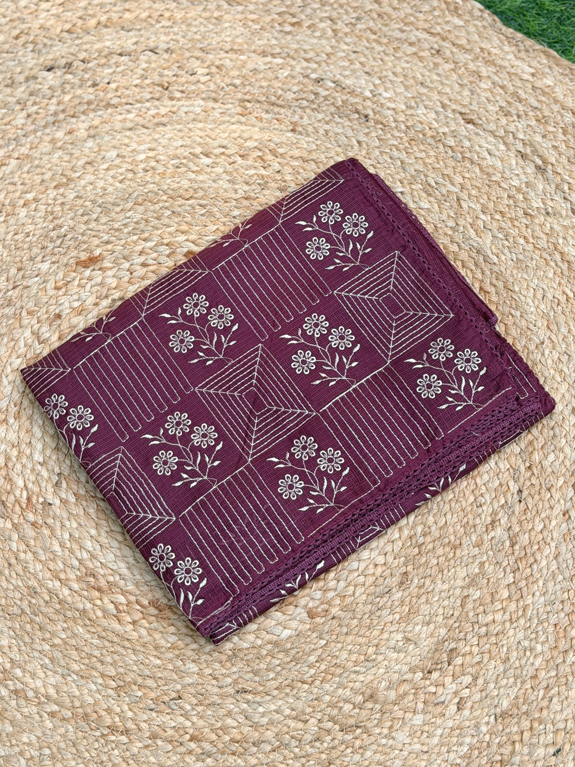 Net Cota Saree with full Embroidery