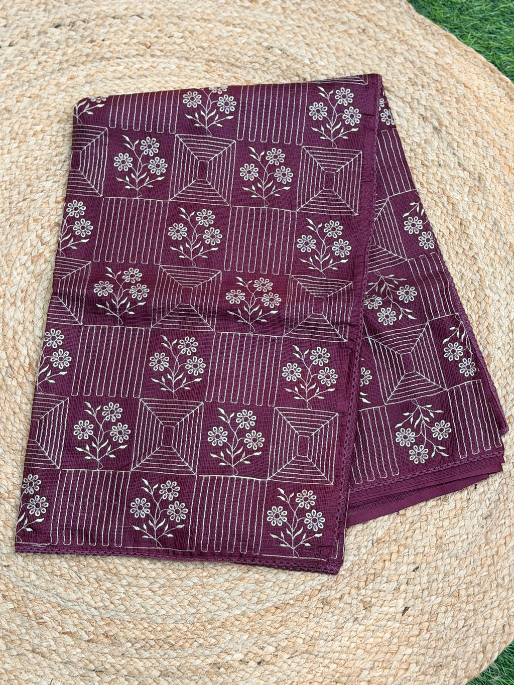 Net Cota Saree with full Embroidery