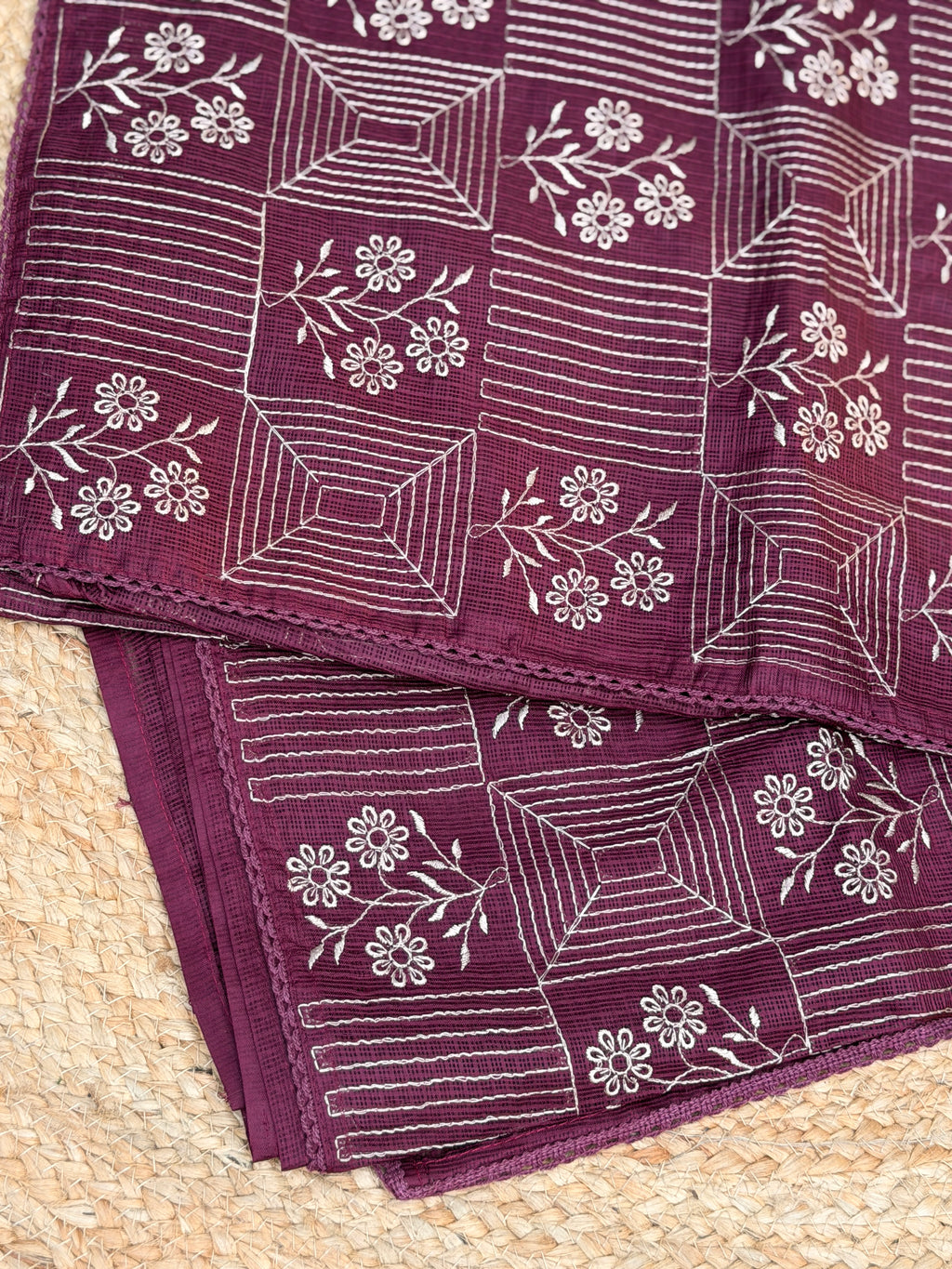 Net Cota Saree with full Embroidery