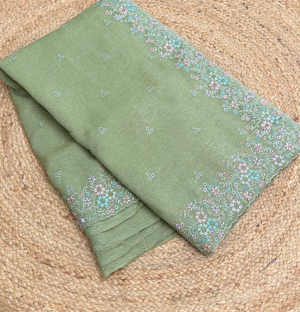 PREMIUM CRUSHED ORGANZA SAREE