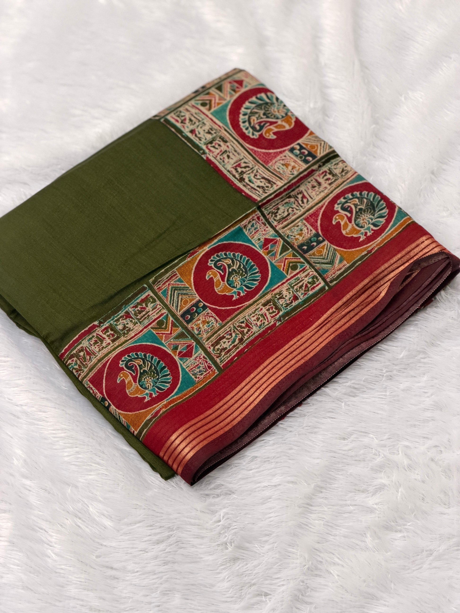 Classic Kalamkari Peacock Art Saree