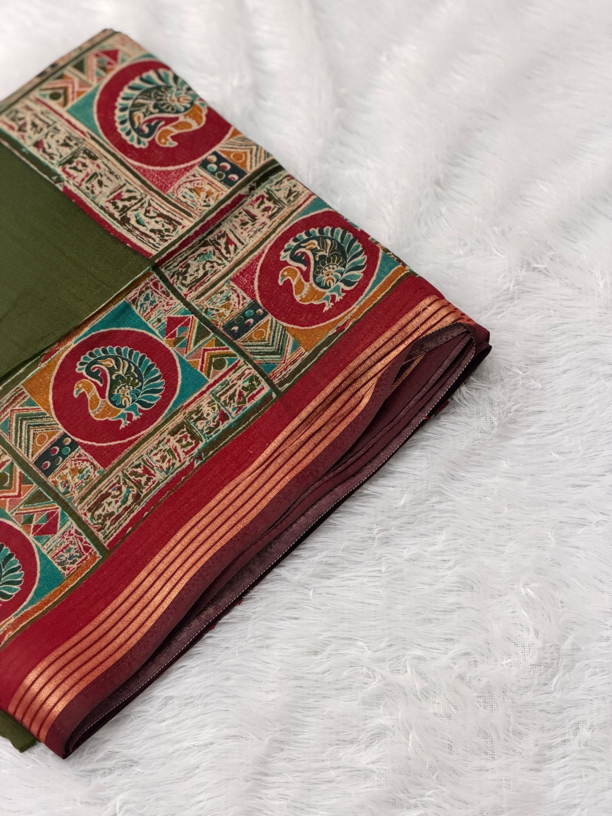 Classic Kalamkari Peacock Art Saree
