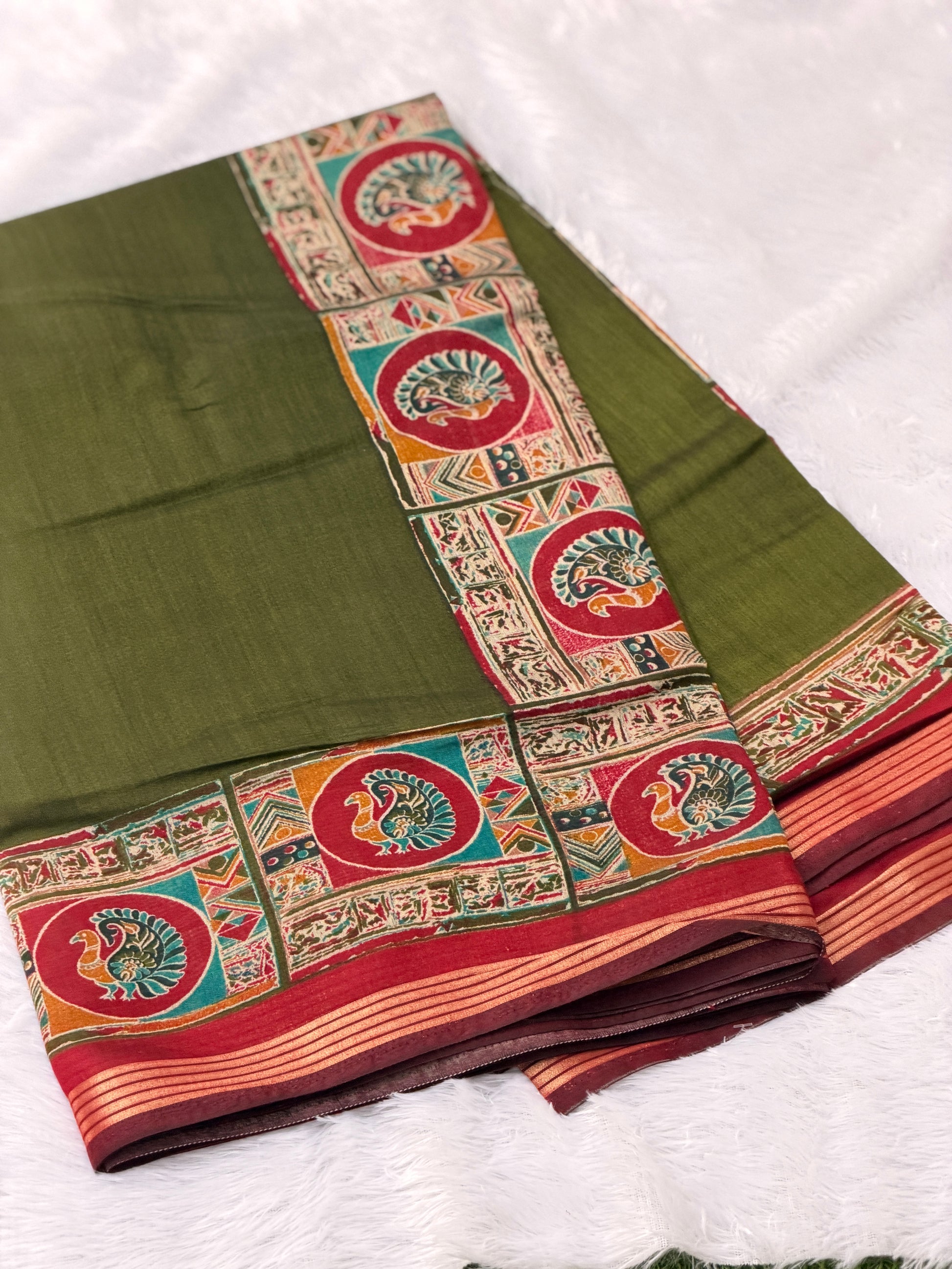 Classic Kalamkari Peacock Art Saree