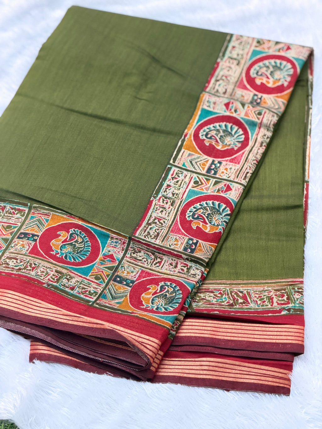 Classic Kalamkari Peacock Art Saree
