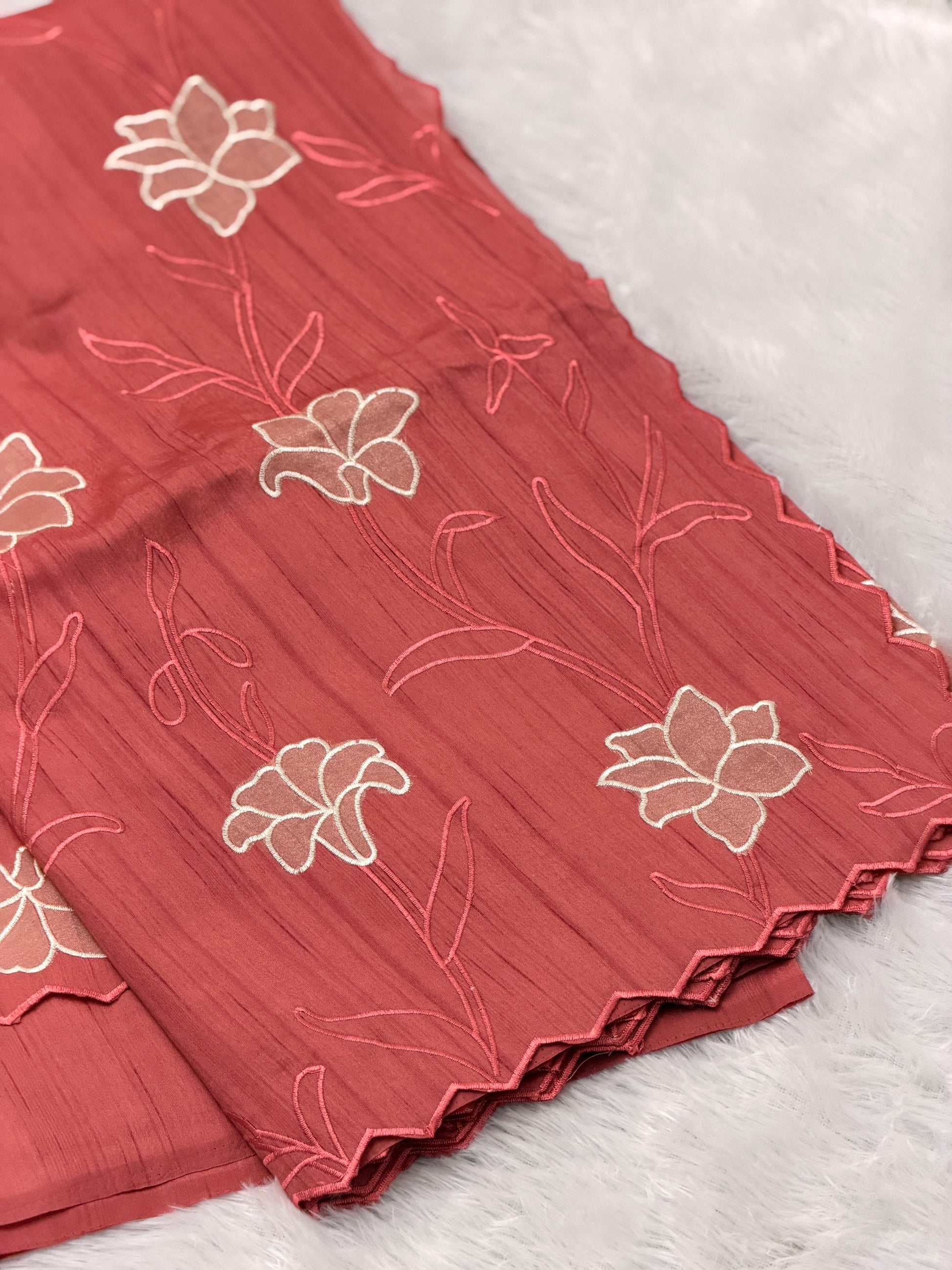 Scallop Border Embroidered Saree
