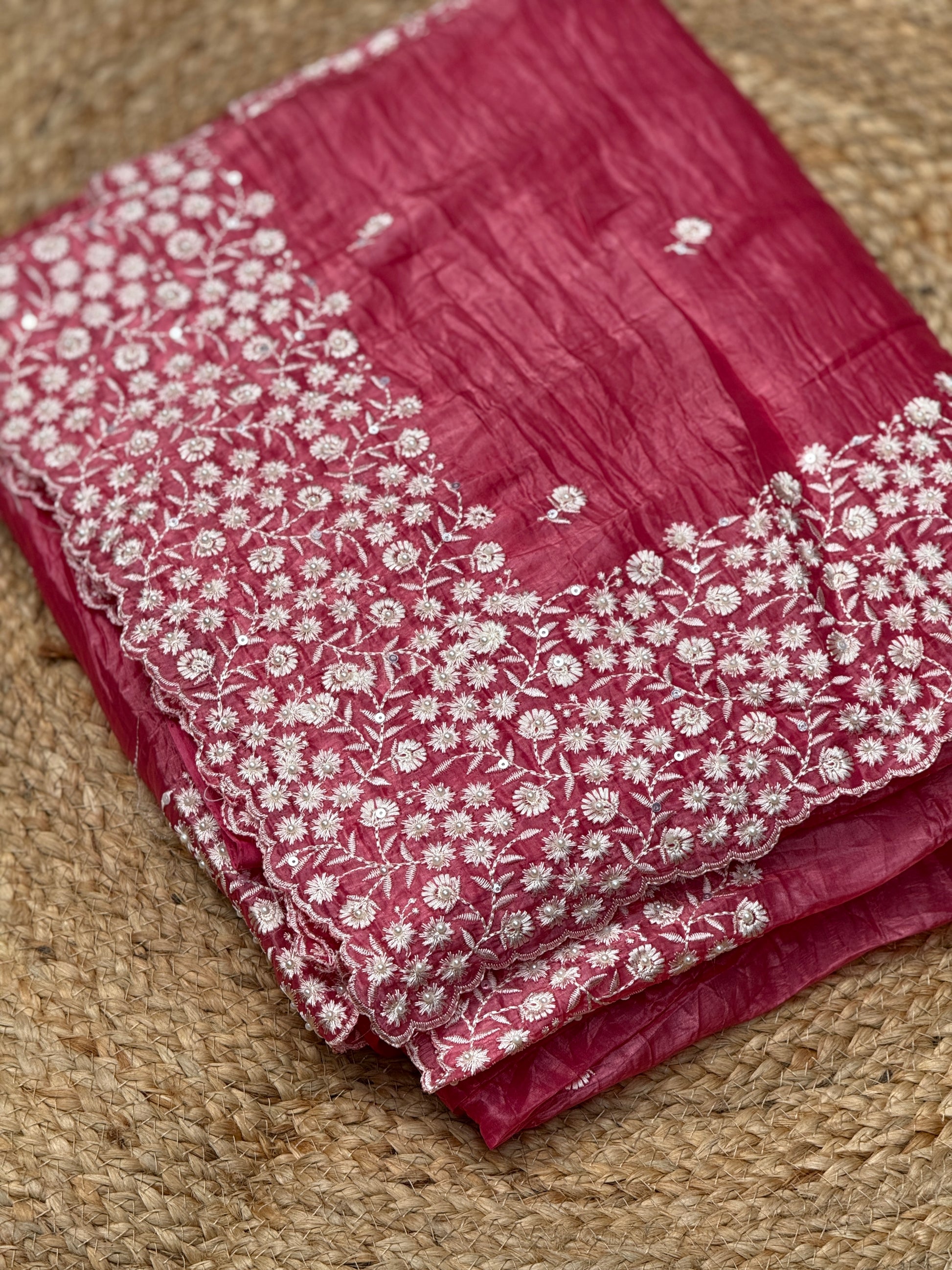 Crushed Organza with Thread Embroidery