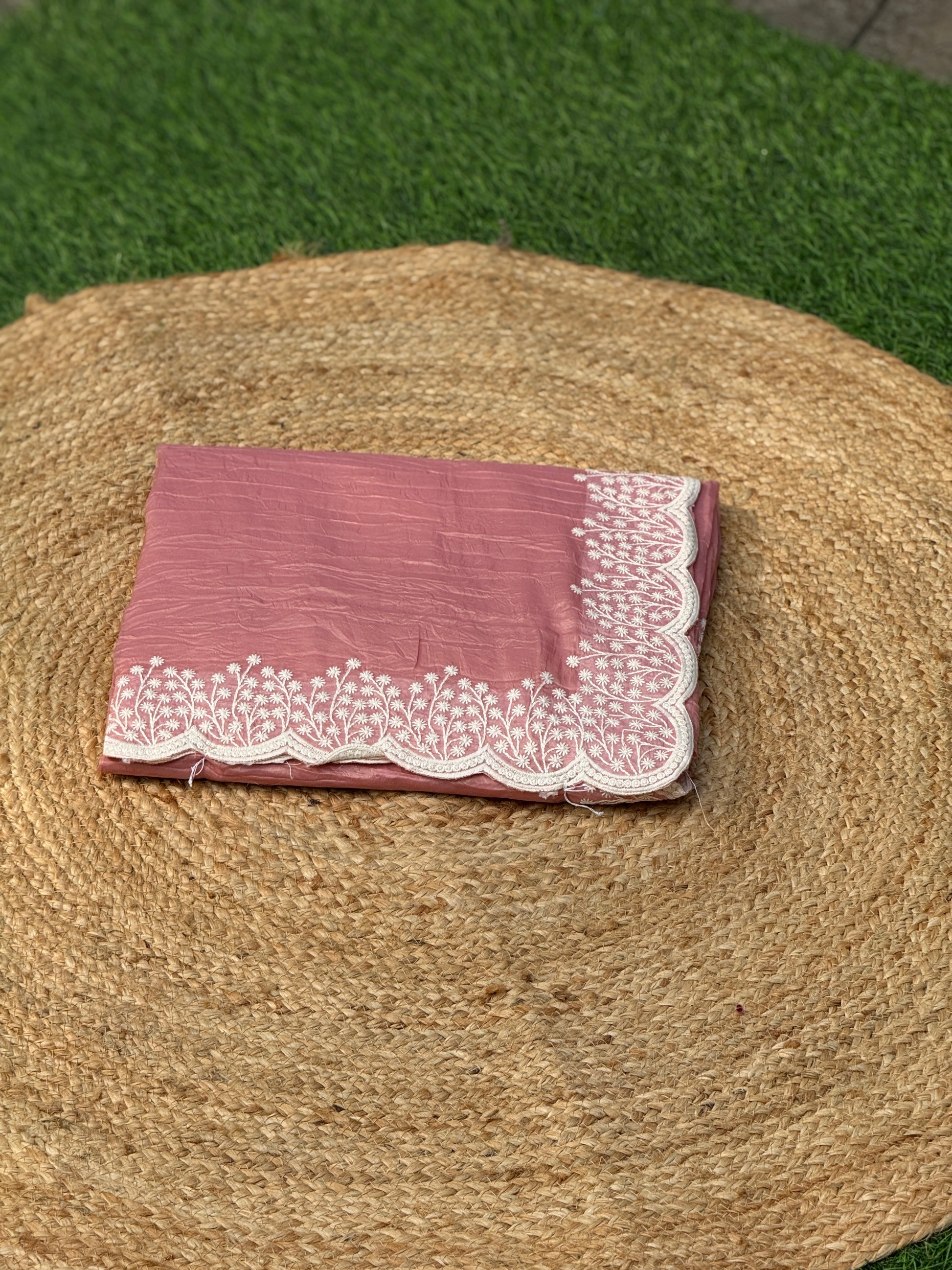 Organza with White Embroidery