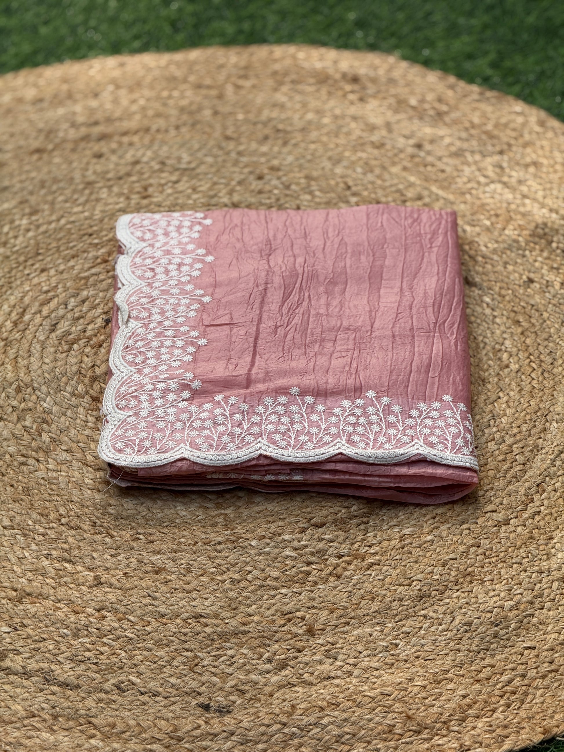 Organza with White Embroidery