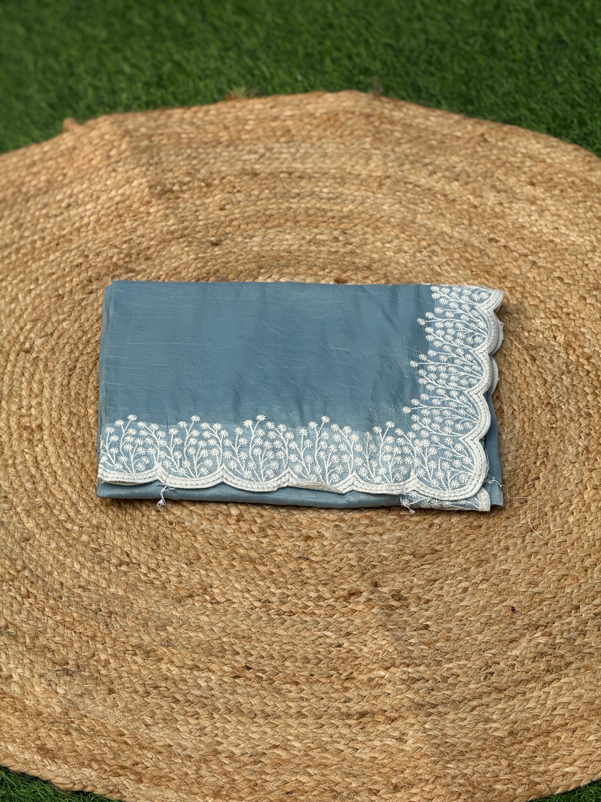 Organza with White Embroidery