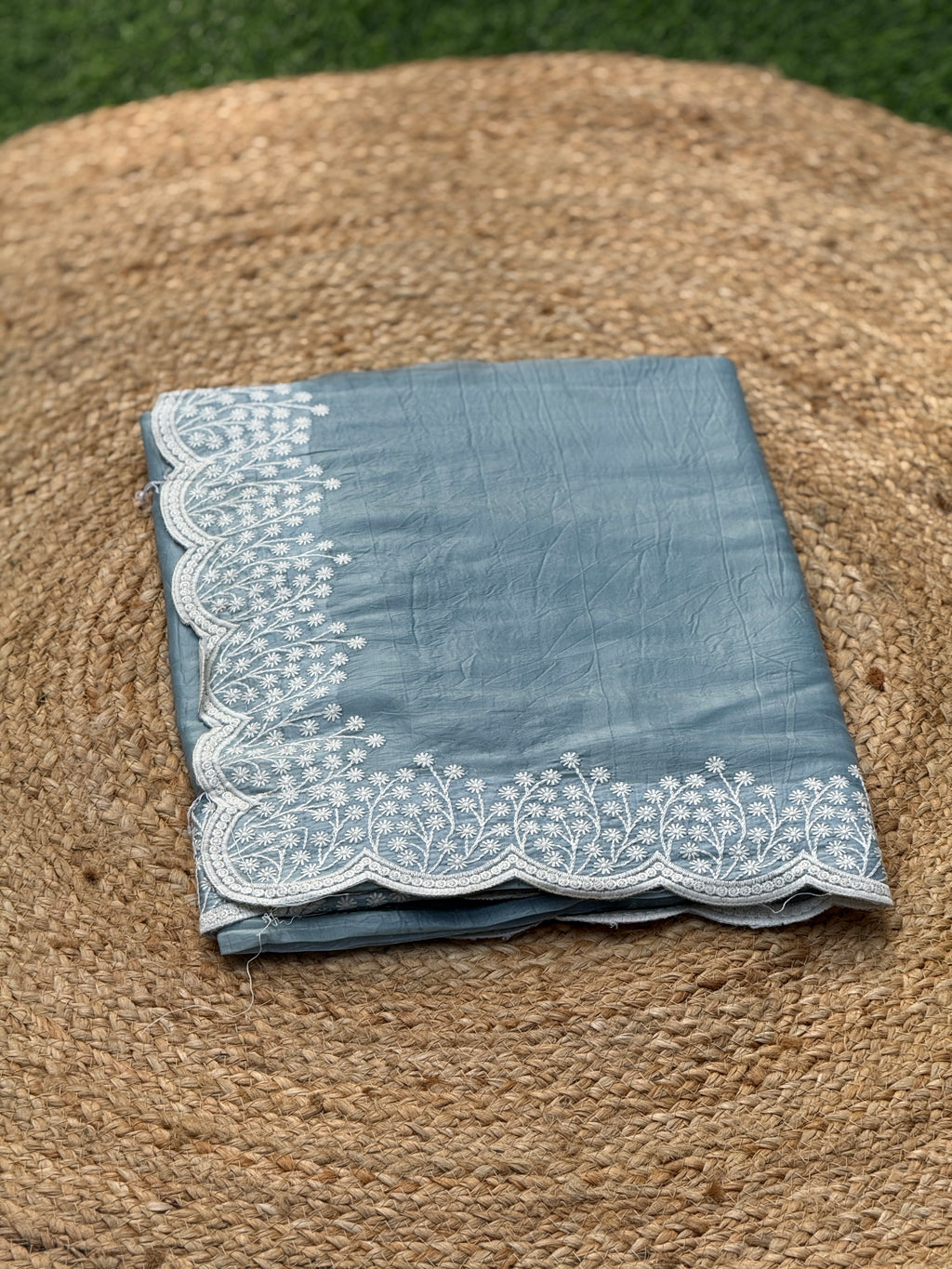 Organza with White Embroidery