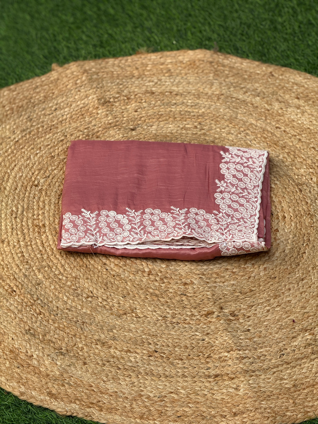 Organza with White Embroidery