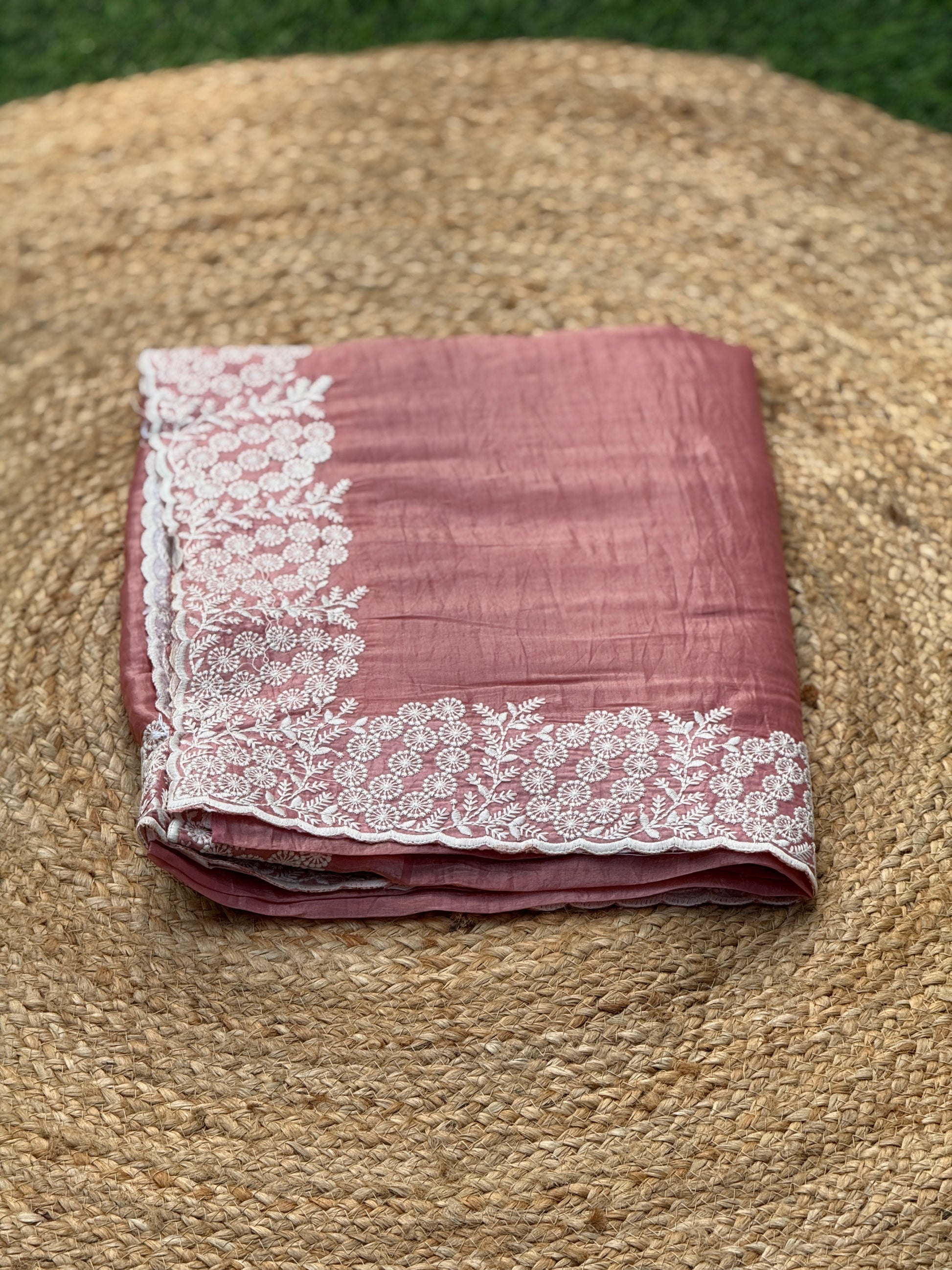 Organza with White Embroidery