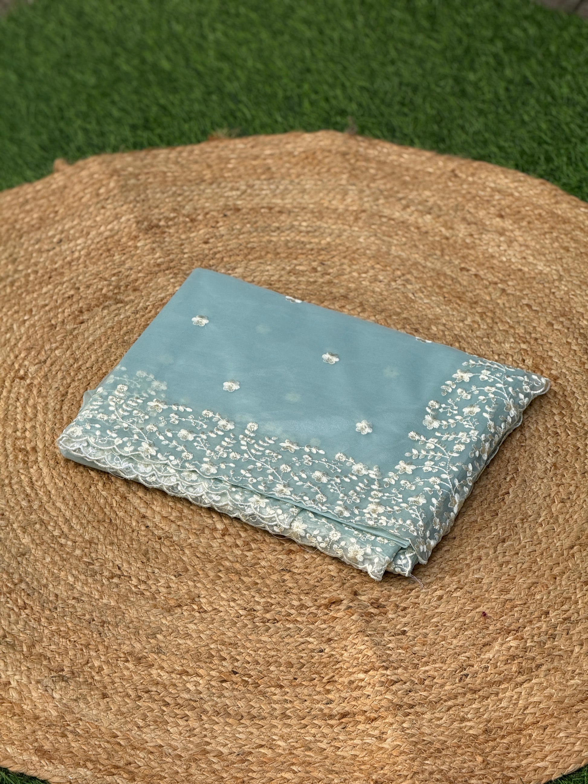 Organza with White Embroidery