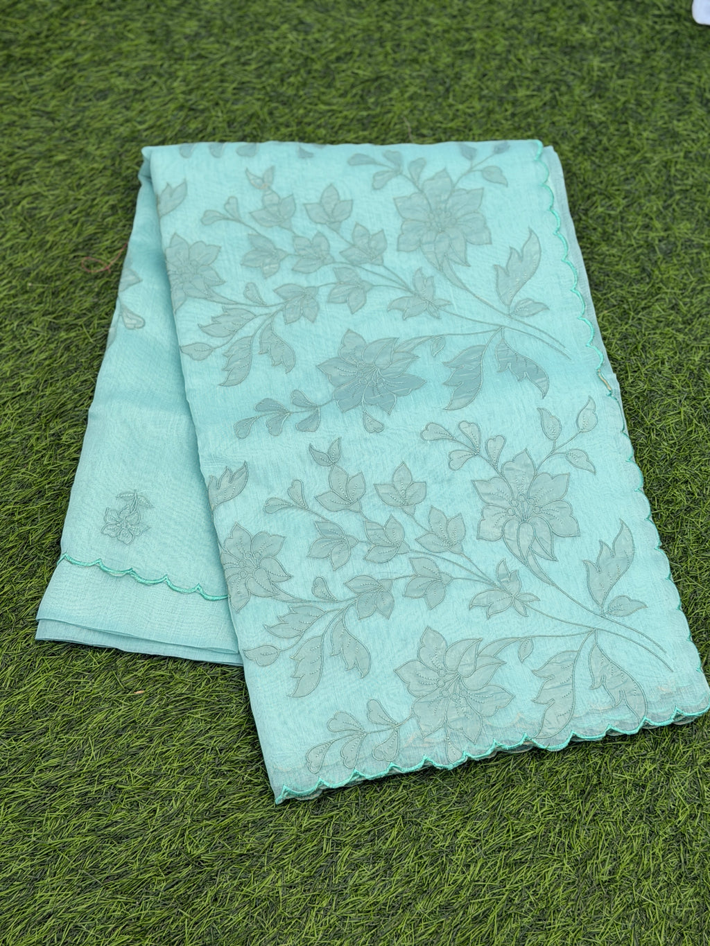 Elegant self foral embroidery