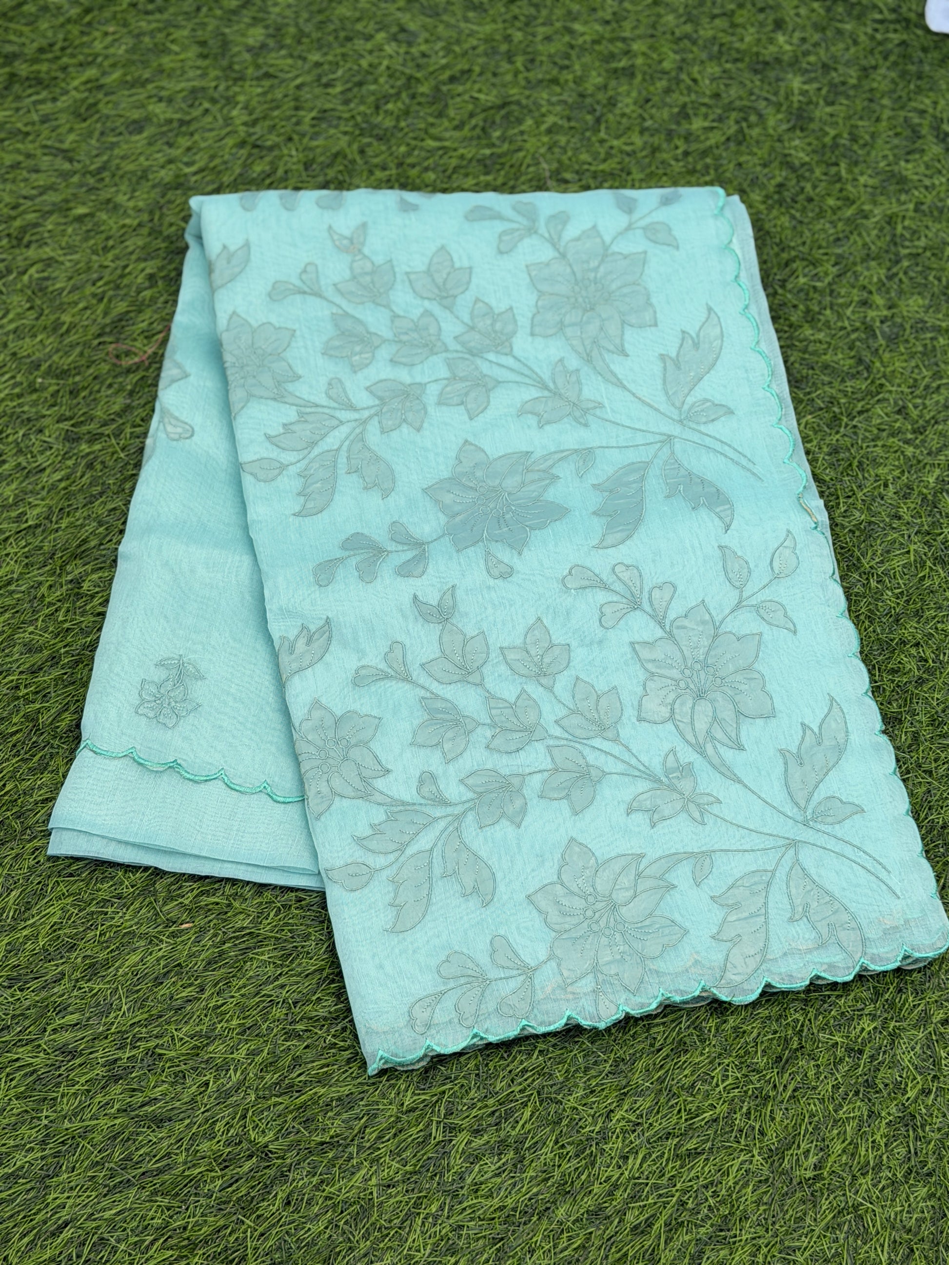 Elegant self foral embroidery