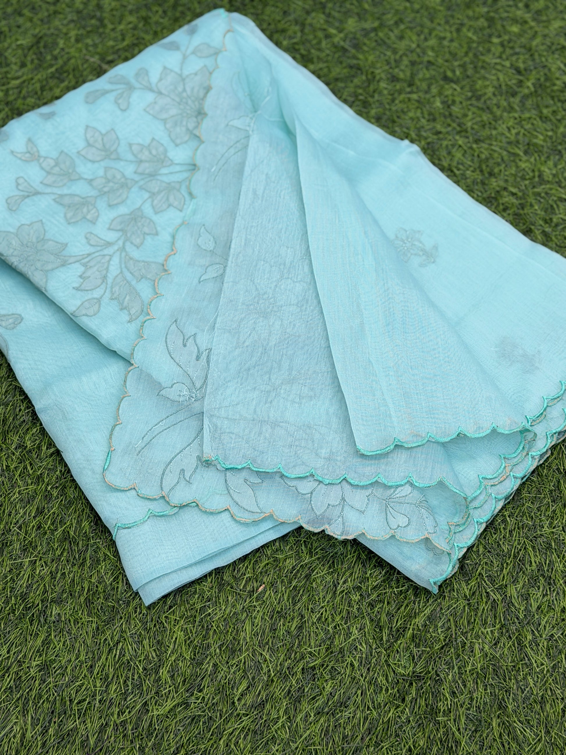 Elegant self foral embroidery