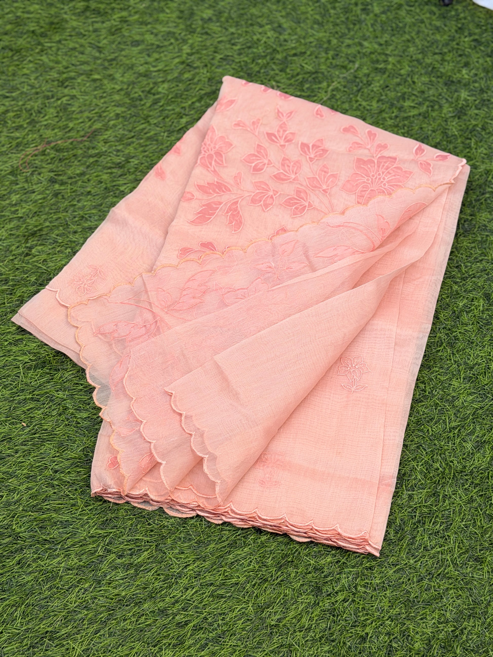 Elegant self foral embroidery
