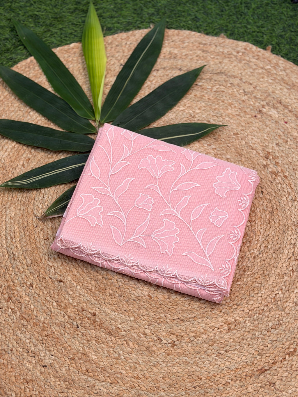Self Floral Thread Embroidery