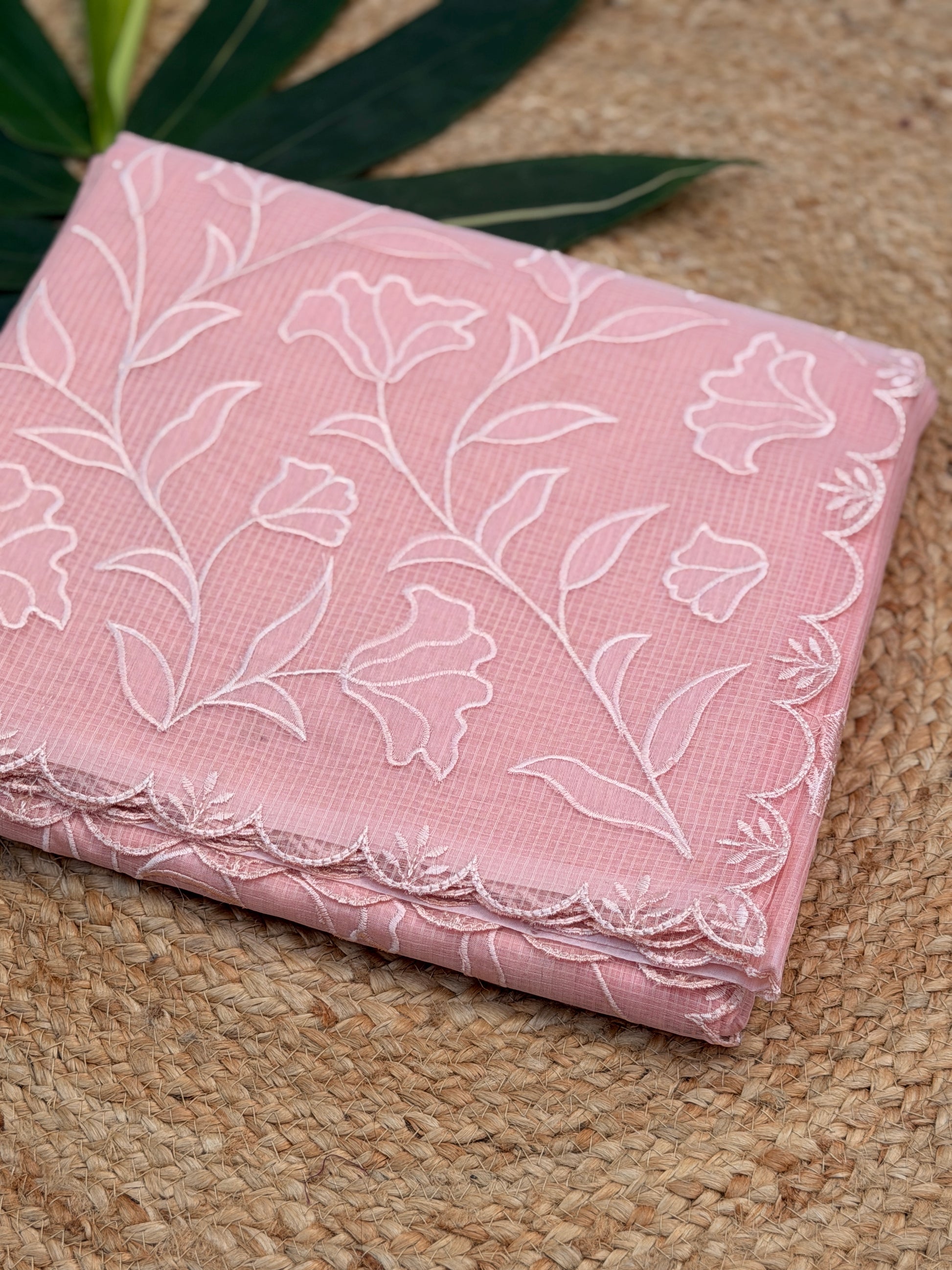 Self Floral Thread Embroidery