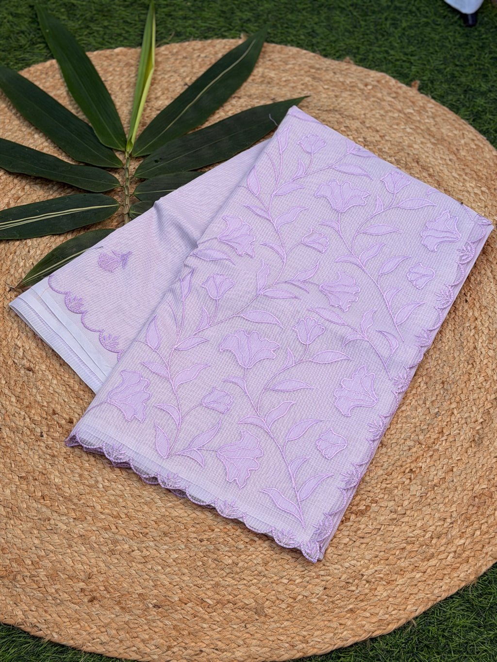 Self Floral Thread Embroidery
