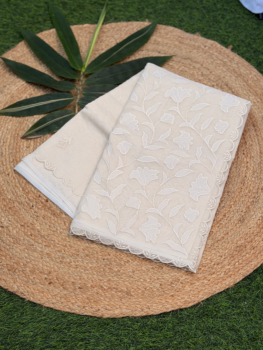 Self Floral Thread Embroidery