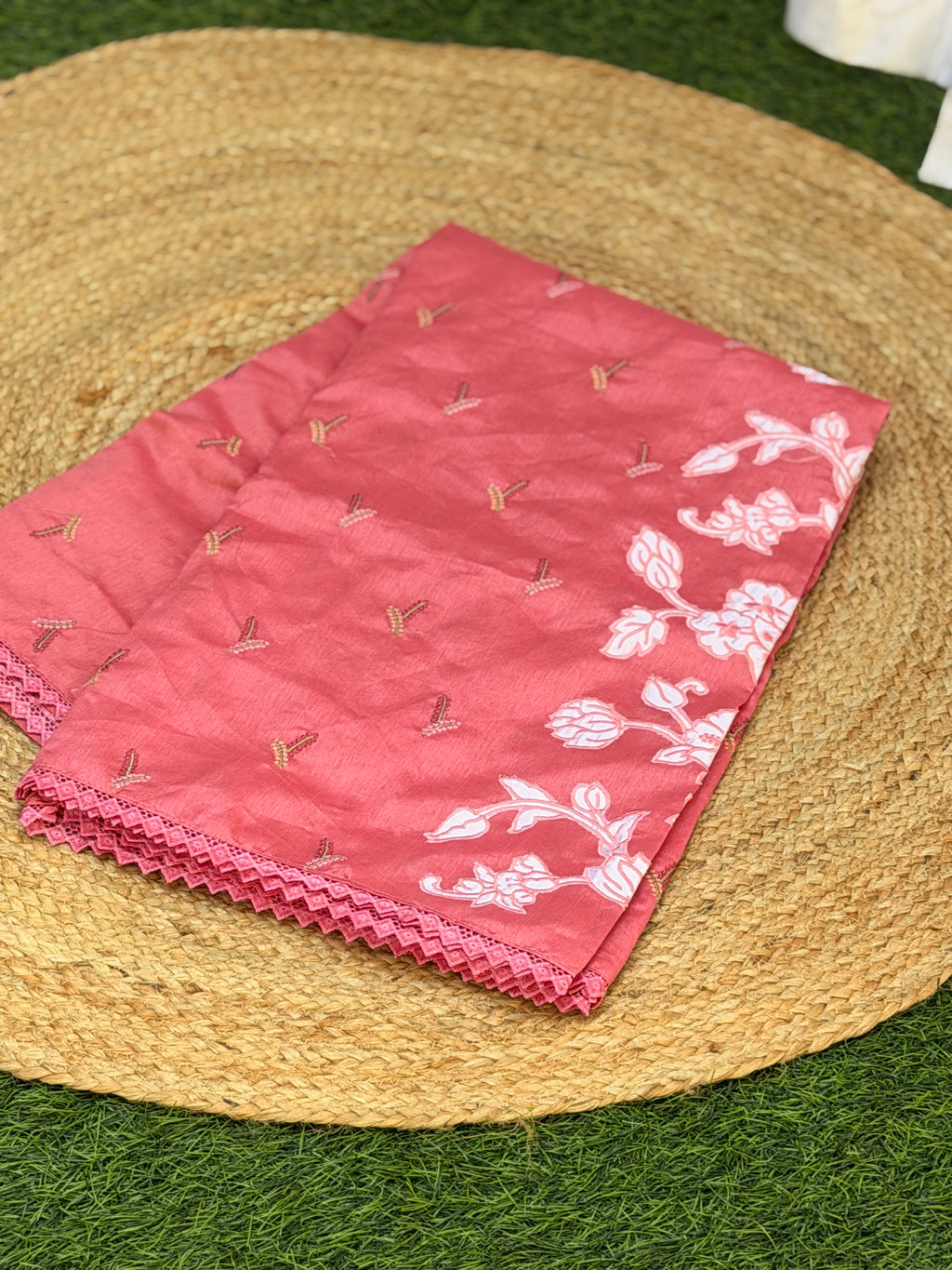 Art Silk with Applique work