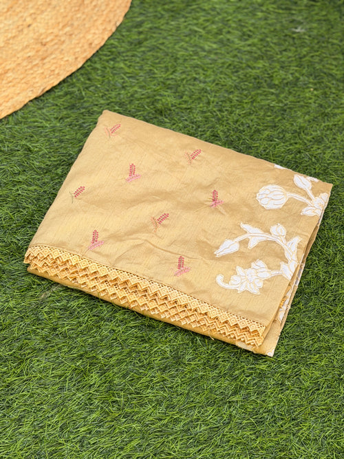 Art Silk with Applique work