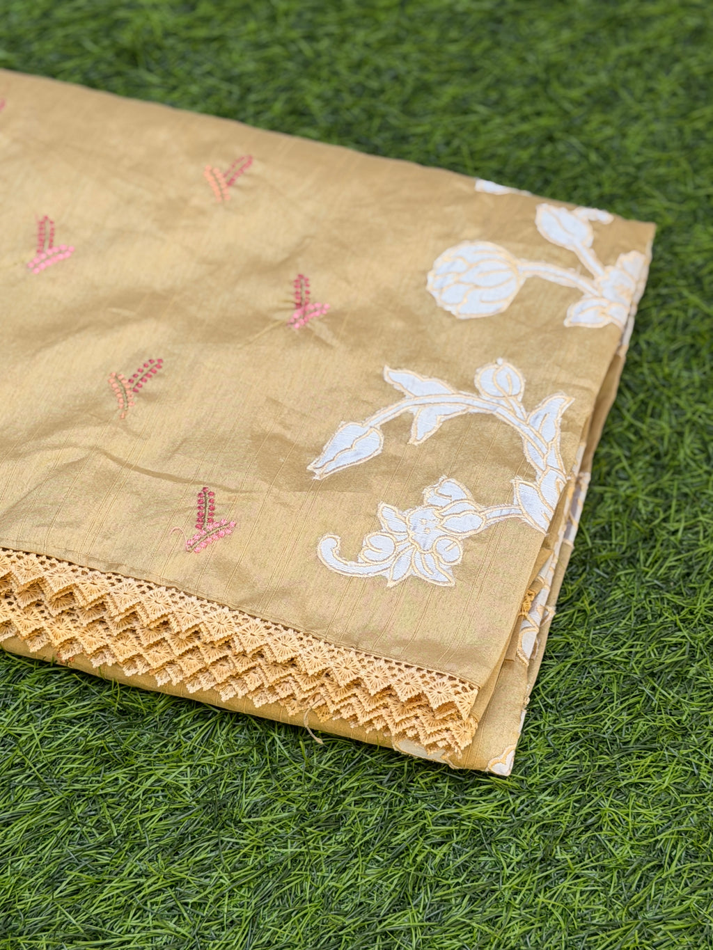 Art Silk with Applique work