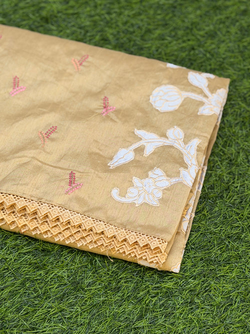 Art Silk with Applique work