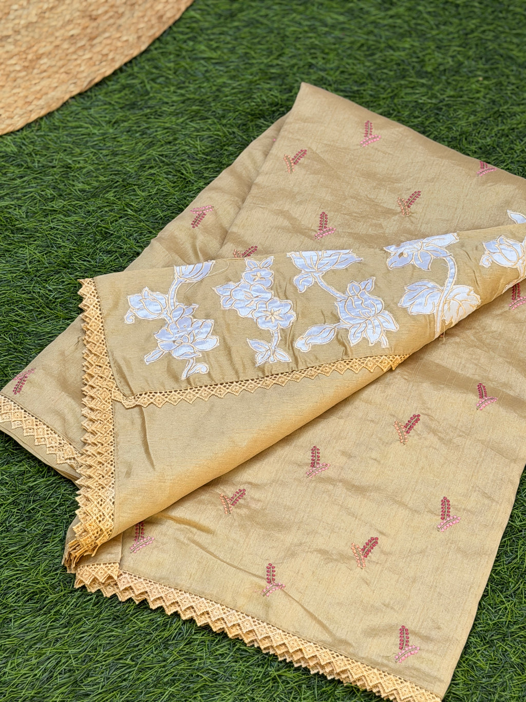 Art Silk with Applique work