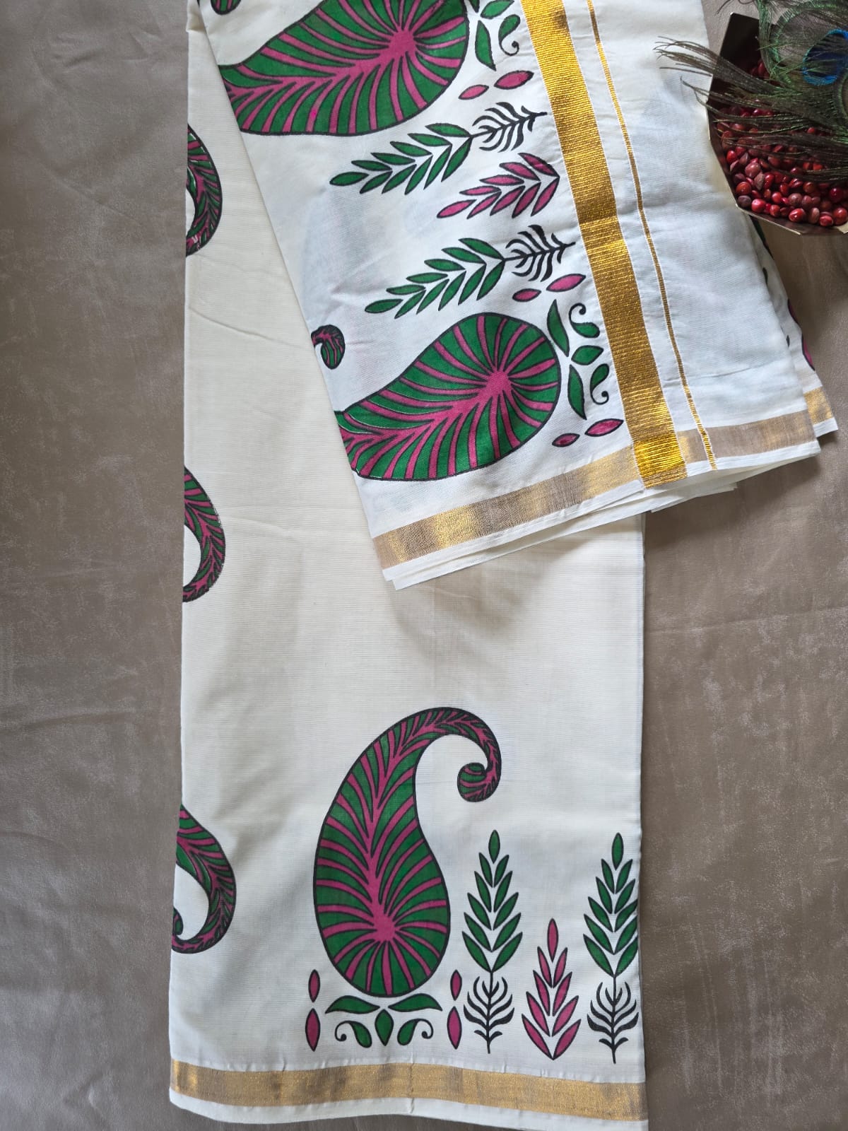 Kerala Saree-hand painted