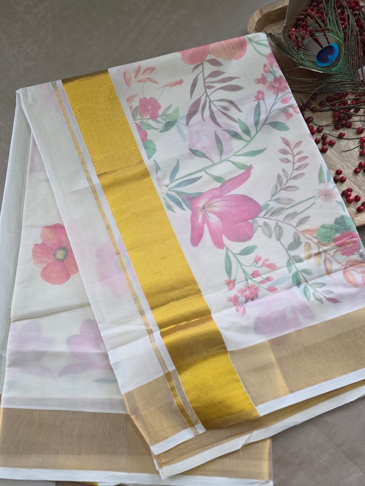 Kerala Saree-hand painted